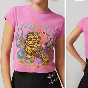 Urban Outfitters Pink Tiger Graphic Crop Top